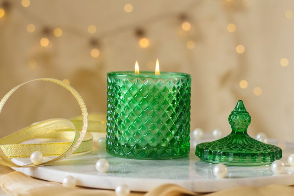 Dartez 2 Wick Classic Crystal Jar Candle-Gardenia Jasmine - Image 2