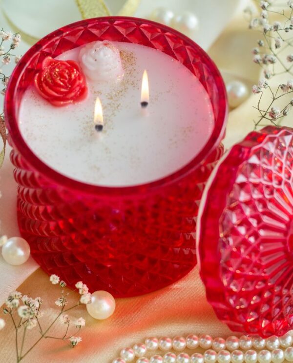 Dartez 2 Wick Classic Crystal Jar Candle-Rose Garden