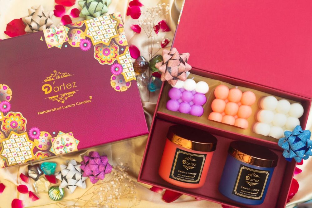 Dartez Gift hamper with Bubble candles