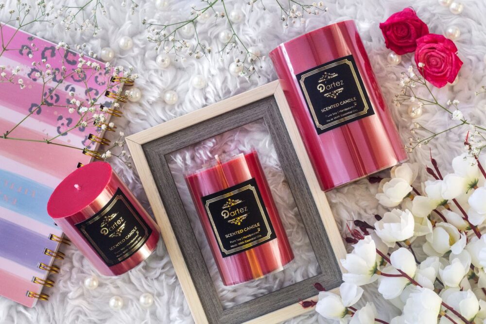 Dartez Aromatic Handmade Pillar Candle-Rose Petals