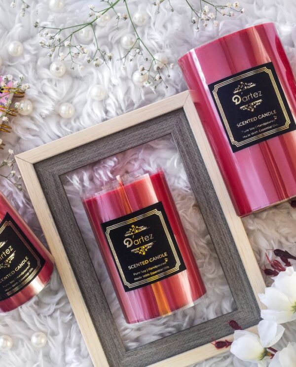 Dartez Aromatic Handmade Pillar Candle-Rose Petals