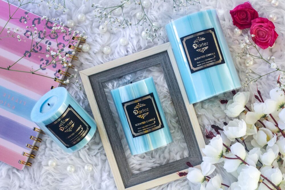 Dartez Aromatic Handmade Pillar Candle-Aqua