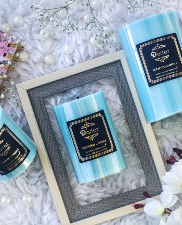 Dartez Aromatic Handmade Pillar Candle-Aqua